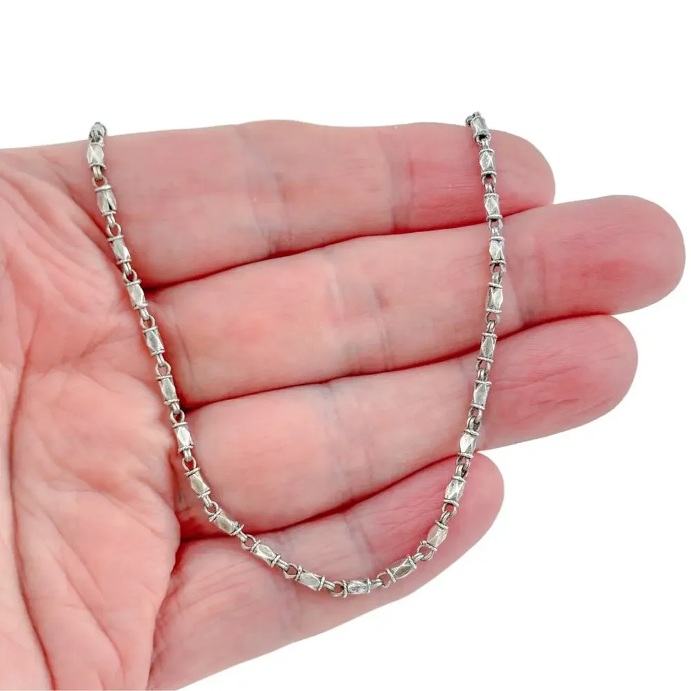 Vintage Sterling Silver 925 Faceted Bead Necklace 25